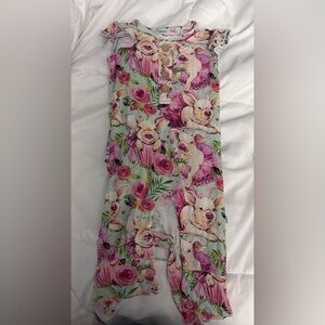 Floral Piglet Print Onesie
